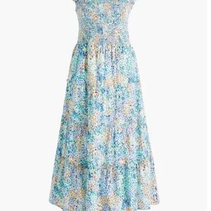 J. Crew Factory floral smocked tiered midi dress